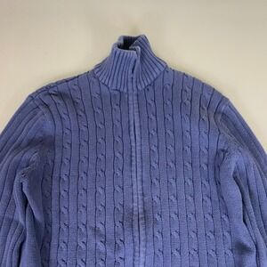 COMPANY 81 Cardigan Sweater Men's XL Blue Cable Knit 1/4 Zip Long‎ Sleeve Cotton